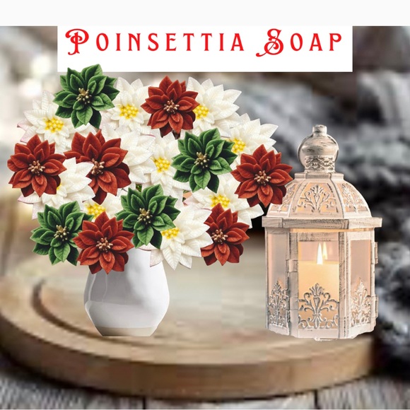 Set 6, Christmas Poinsettia Flower, Artisian Holiday, Baby Shower, Bathroom - Picture 6 of 13